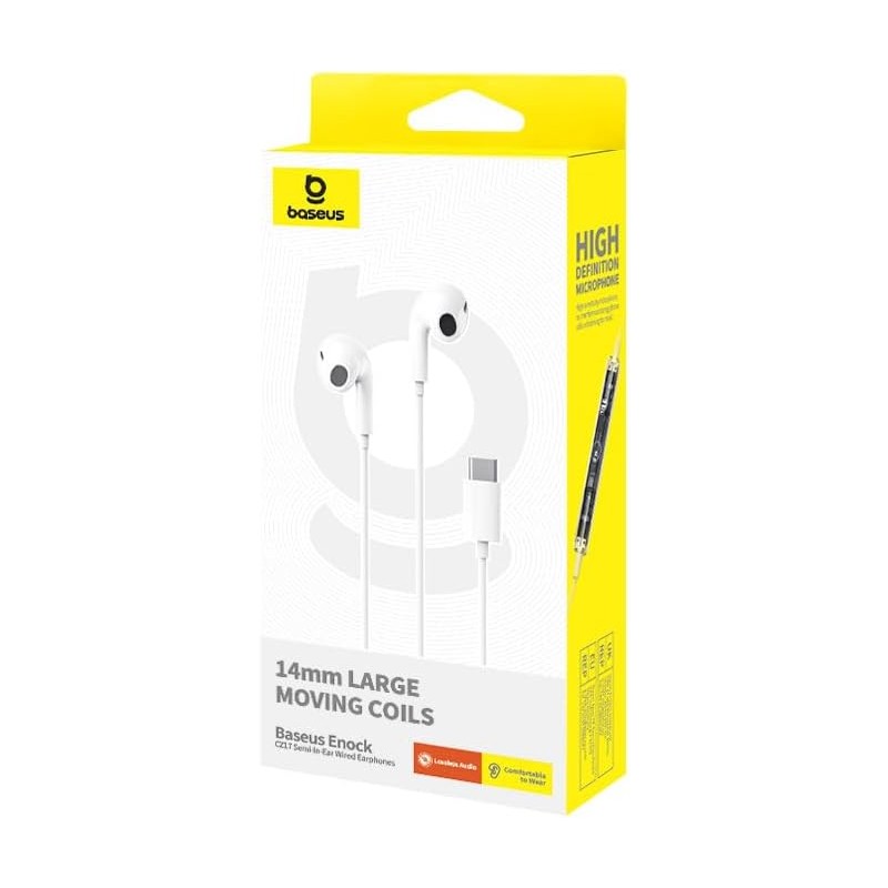 Baseus Earphones - CZ17 - Wired Type C Encok White — Buy in Cyprus with Fast Delivery