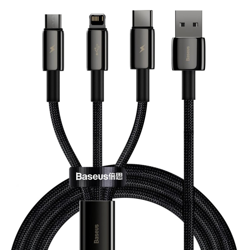 Baseus USB Cable - CAMLTWJ-01 - Tungsten Gold 3in1 Micro Light TypeC — Buy in Cyprus with Fast Delivery