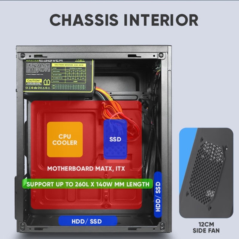 Alcatroz PC Case M-ATX FUTURA MILLENIA - M600 PRO - USB3.0 Incl 2 Fans & 235W PSU — Buy in Cyprus with Fast Delivery