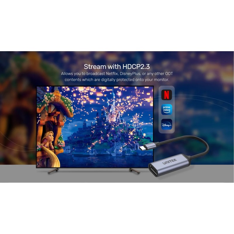 Unitek Converter USB-C to DP1.4 Adaptor 8K60Hz - V1415A - Alumin — Buy in Cyprus with Fast Delivery