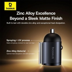 Baseus Tiny Star Car Charger - 30W PD 3.0 U+C Black — Buy in Cyprus with Fast Delivery