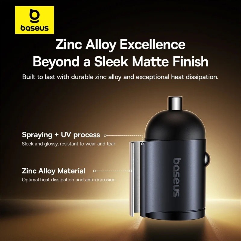Baseus Tiny Star Car Charger - 30W PD 3.0 U+C Black — Buy in Cyprus with Fast Delivery