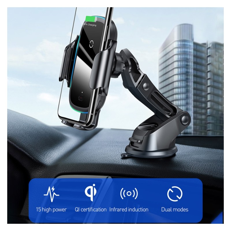 Baseus QI 15W Wireless Car Charger - Dash & Air Vent Mount — Buy in Cyprus with Fast Delivery