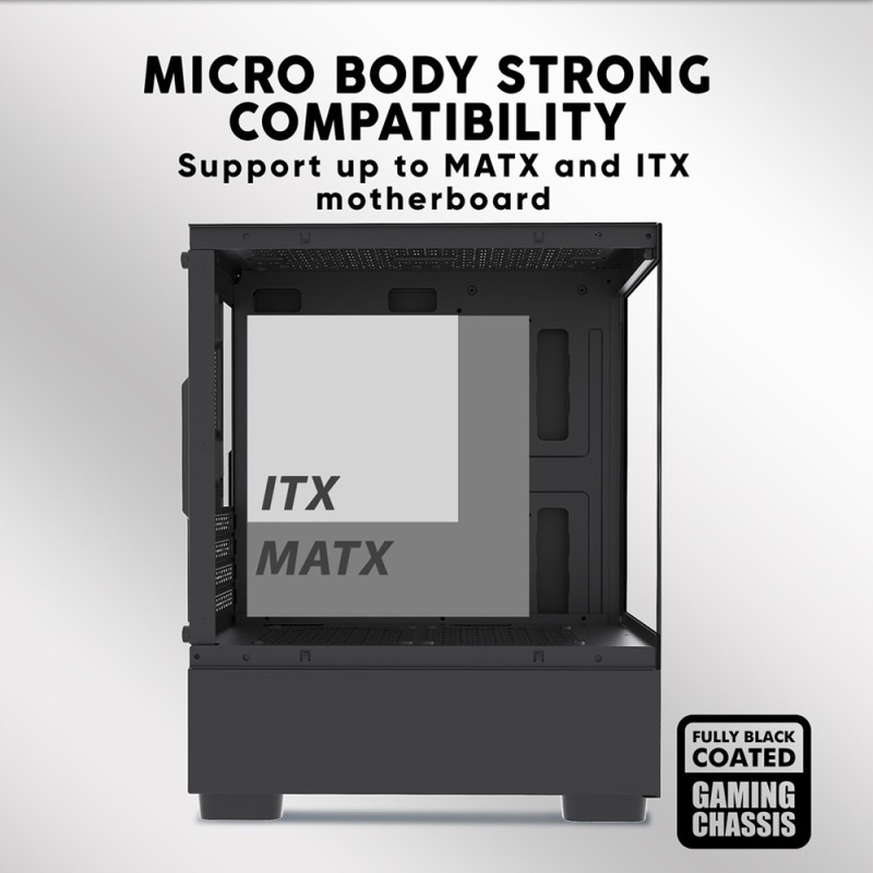 Armaggeddon Gaming Case M-ATX - AQUARON - Duplex Black (Bottom USB Ports-310mm VGA) — Buy in Cyprus with Fast Delivery