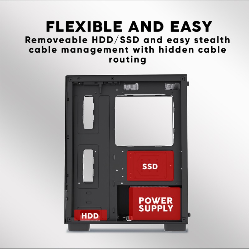 Armaggeddon Gaming Case M-ATX - AQUARON - Duplex Black (Bottom USB Ports-310mm VGA) — Buy in Cyprus with Fast Delivery