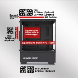 Armaggeddon Gaming Case M-ATX - AQUARON - Duplex Black (Bottom USB Ports-310mm VGA) — Buy in Cyprus with Fast Delivery