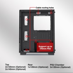 Armaggeddon Gaming Case M-ATX - AQUARON - Duplex Black (Bottom USB Ports-310mm VGA) — Buy in Cyprus with Fast Delivery
