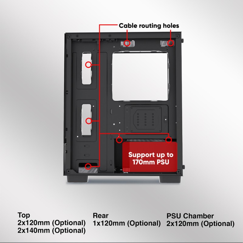Armaggeddon Gaming Case M-ATX - AQUARON - Duplex Black (Bottom USB Ports-310mm VGA) — Buy in Cyprus with Fast Delivery