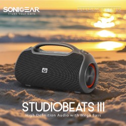 SonicGear StudioBeats III Powerful 240W Portable IPx6 Waterproof Speaker with Bluetooth, USB Large Battery, Microphon...