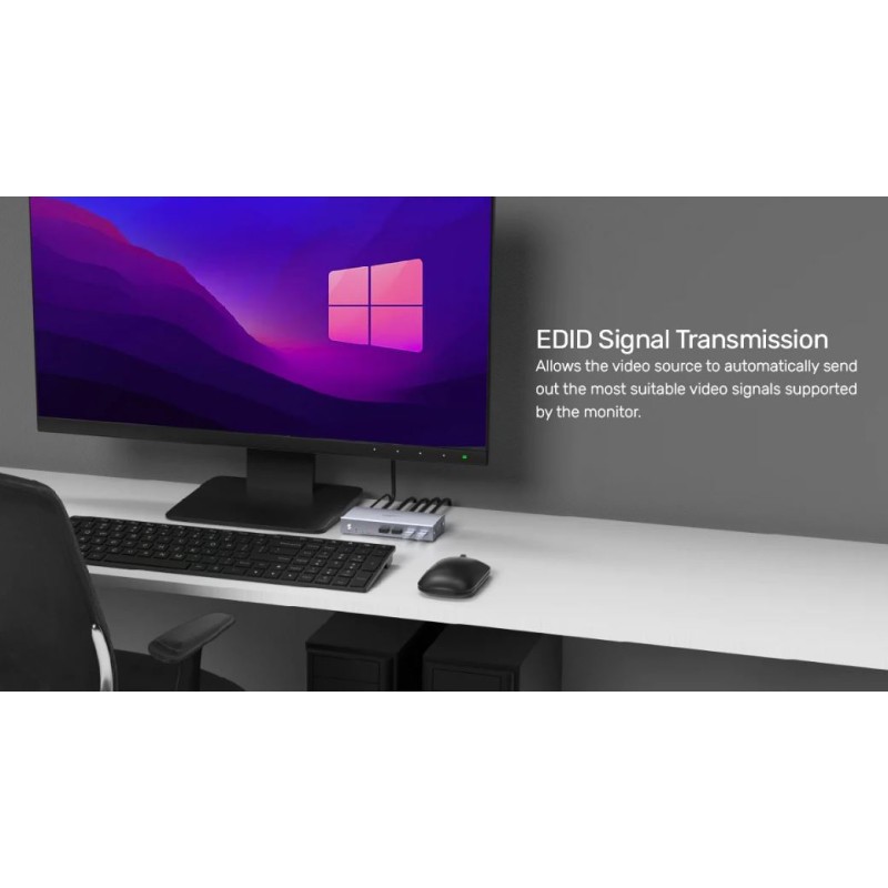 Unitek KVM HDMI 4K60Hz Switch 2-1 with 4-Port USB Hub - V307A - KVM HDMI 4K60Hz Switch 2-1 with 4-Port USB Hub