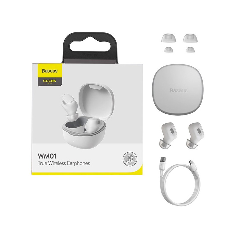 Baseus Headphones In Ear TWS Encok - WM01 - White — Buy in Cyprus with Fast Delivery
