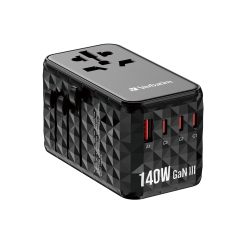 Verbatim Charger Travel Adapter World to World GAN III 140W 2xC 2xA - UTA-10 - World to World GAN III 140W 2xC 2xA