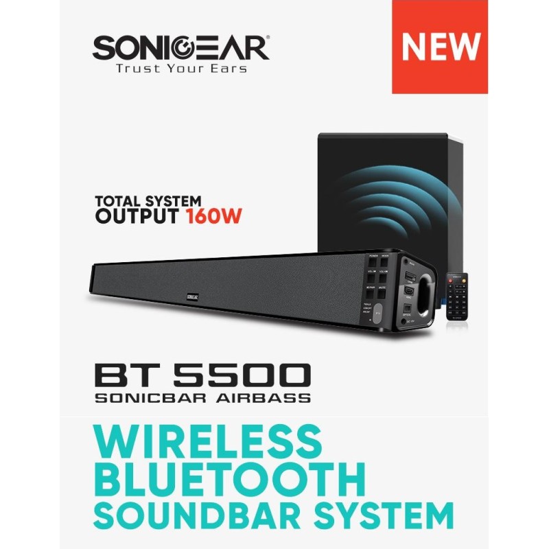 SonicGear Soundbar - BT-5500 - 160W Soundbar with Wireless SubWoofer BT-USB-FM-HDMI — Buy in Cyprus with Fast Delivery
