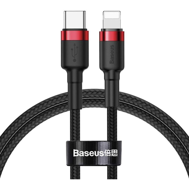 Baseus Cafule Cable - Type-C to Lightning PD 18W 1m Red — Buy in Cyprus with Fast Delivery