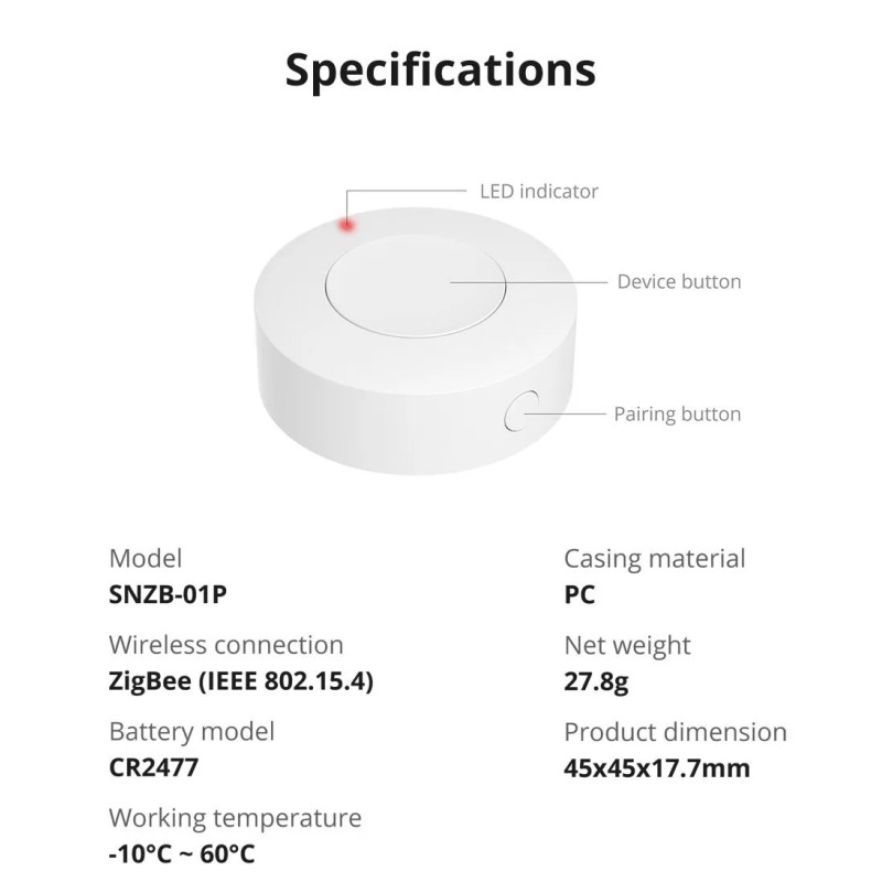 SONOFF Zigbee Smart Button - SNZB-01P — Buy in Cyprus with Fast Delivery