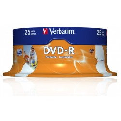 Verbatim DVD-R - 43538 - DVD-R 4.7GB 16X 25-Pack Spindle Printable — Buy in Cyprus with Fast Delivery