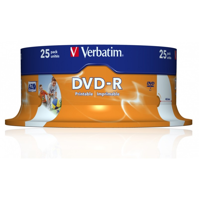 Verbatim DVD-R - 43538 - DVD-R 4.7GB 16X 25-Pack Spindle Printable — Buy in Cyprus with Fast Delivery