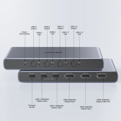 Unitek HDMI USB-C Switch - V1313A - 4K 4in (2xHDMI + 2xUSB-C) 1xHDMI Out — Buy in Cyprus with Fast Delivery