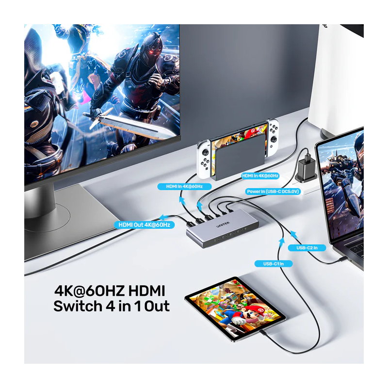 Unitek HDMI USB-C Switch - V1313A - 4K 4in (2xHDMI + 2xUSB-C) 1xHDMI Out — Buy in Cyprus with Fast Delivery