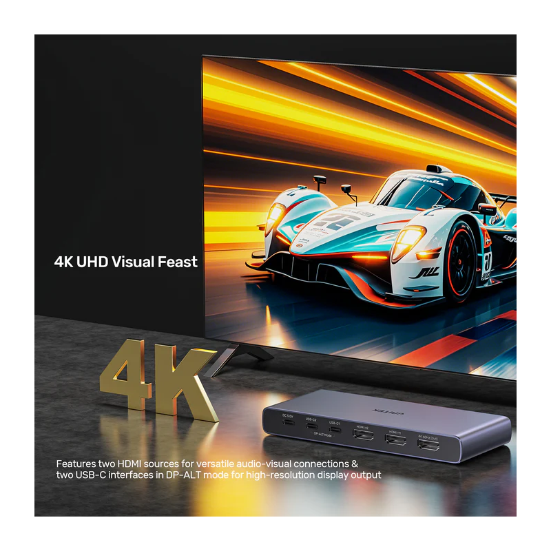 Unitek HDMI USB-C Switch - V1313A - 4K 4in (2xHDMI + 2xUSB-C) 1xHDMI Out — Buy in Cyprus with Fast Delivery