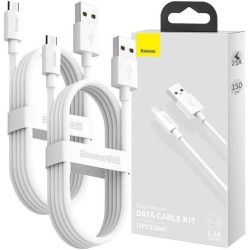 Baseus Cable MicroUSB to USB-A Simple Wisdom - 1.5m White (2PC) — Buy in Cyprus with Fast Delivery