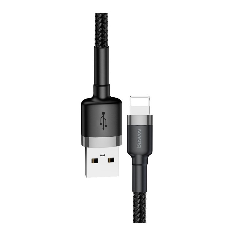 Baseus Cafule Braided Lightning Cable - 2.4A 0.5m Grey — Buy in Cyprus with Fast Delivery
