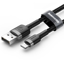 Baseus Cafule Braided Lightning Cable - 2.4A 0.5m Grey — Buy in Cyprus with Fast Delivery