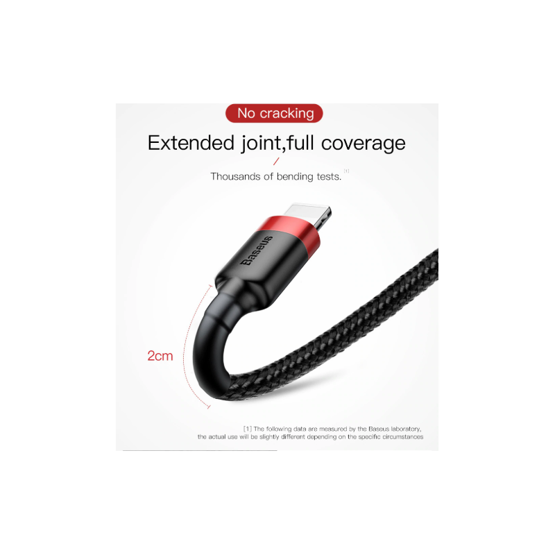 Baseus Cafule Braided Lightning Cable - 2.4A 0.5m Grey — Buy in Cyprus with Fast Delivery