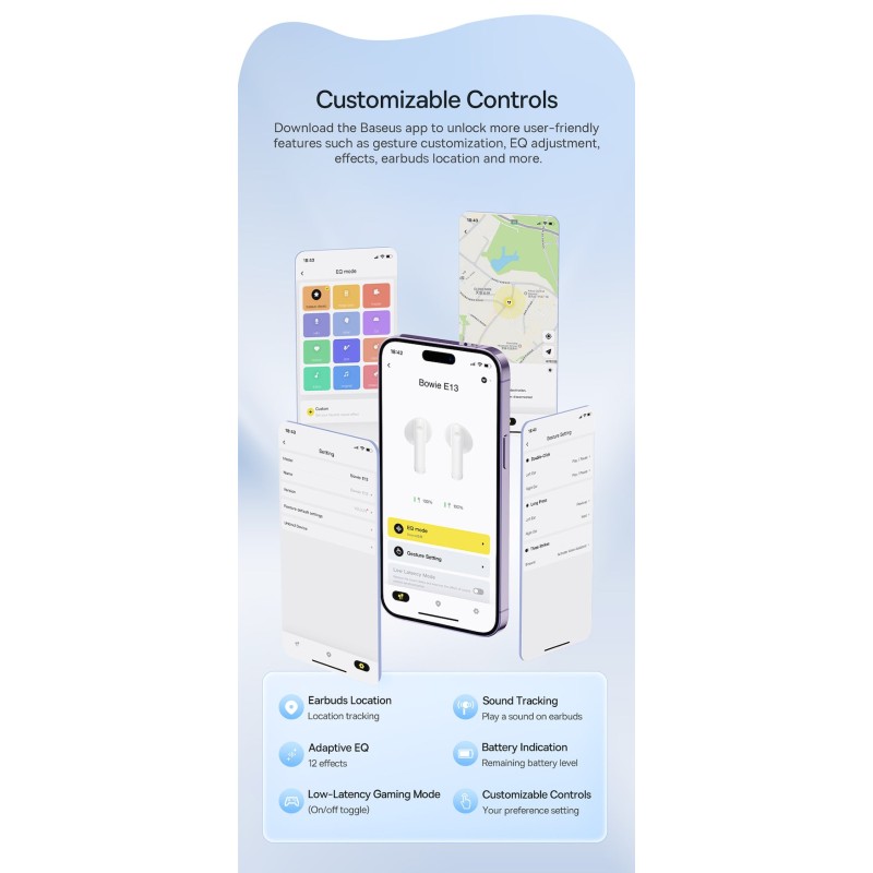 Baseus Headphones In Ear TWS Bowie - E13 - Moon White — Buy in Cyprus with Fast Delivery