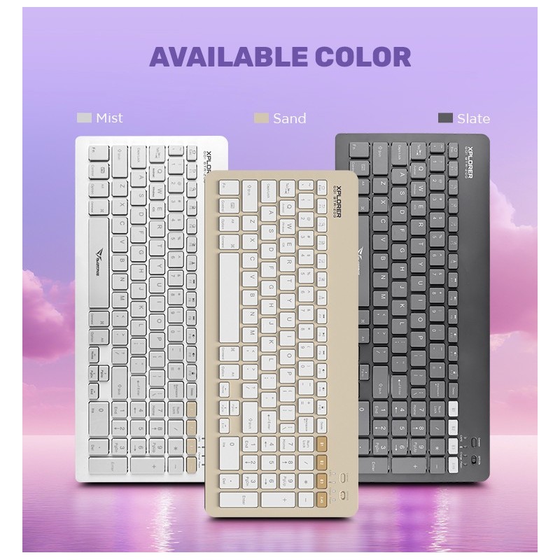Alcatroz XPLORER GO! Wireless Mini Keyboard Mist White - BTR 200 - 2.4G+BT — Buy in Cyprus with Fast Delivery