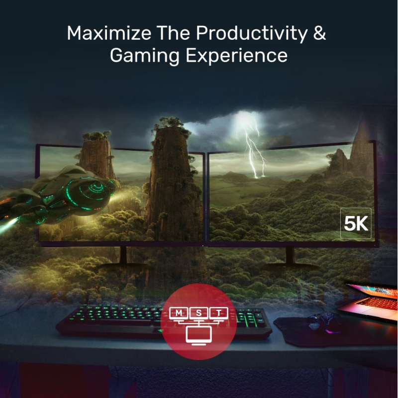 Unitek V1407A Type-C To Dual DP 8K 60Hz Adapter with MST Dual Monitor — Buy in Cyprus with Fast Delivery