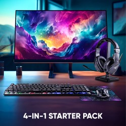 Alcatroz X-Craft - 4in1 Gaming Set Keyb+Mouse+Mat+H set BASECAMP Black — Buy in Cyprus with Fast Delivery