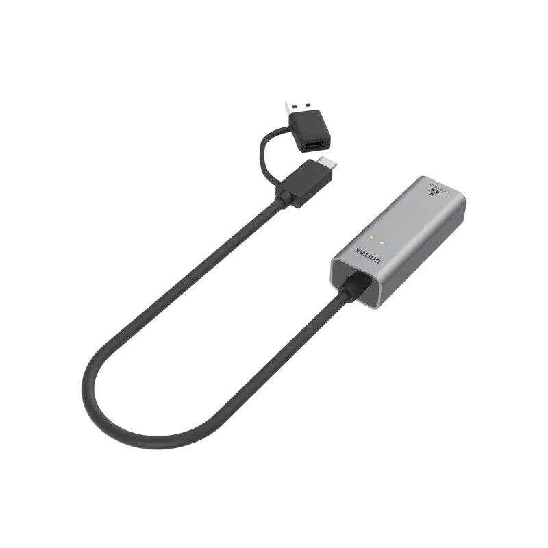 Unitek Converter USB-C to LAN Gigabit Ethernet+USB-A - Y-3465A - USB-C to LAN Gigabit Ethernet+USB-A