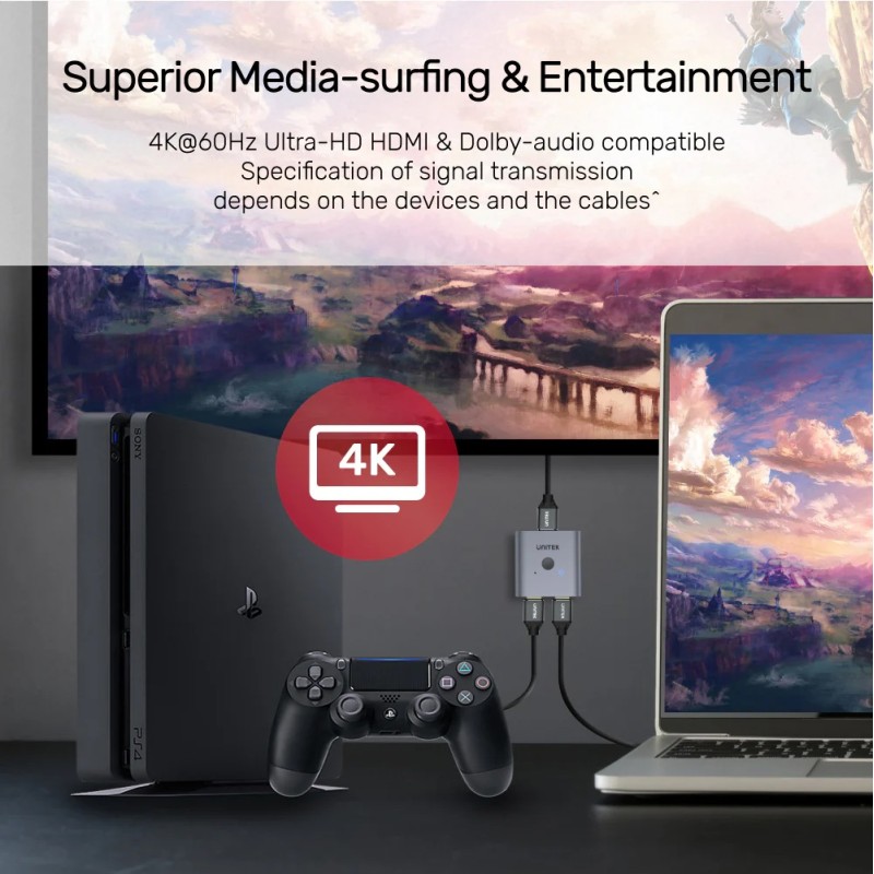 Unitek Splitter Switch - V1127A - 4K HDMI 1in2 Out 2in1 Out Splitter Switch — Buy in Cyprus with Fast Delivery