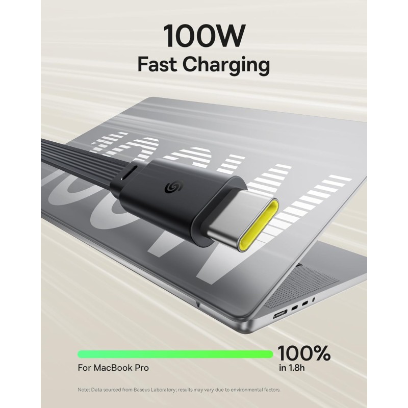 Baseus Cable USB-C to USB-C Nomos Retractable Cable 100W 1.5m - USB-C to USB-C, Nomos, Retractable, 100W, 1.5m