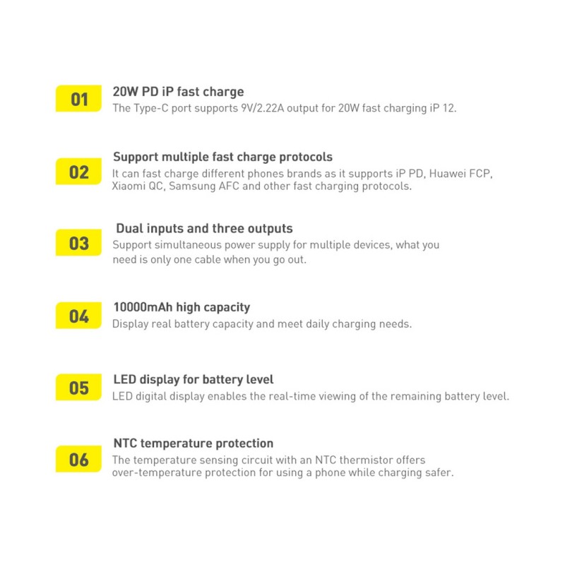 Baseus Powerbank - 20W 10000mAh Bipow Black — Buy in Cyprus with Fast Delivery