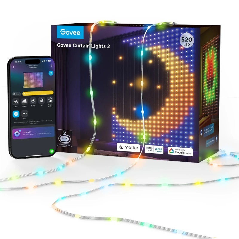 Govee LED Curtain Lights - H70B3 - 2 WiFi & BT RGBIC 1.5x2.0m IP65 (EU) — Buy in Cyprus with Fast Delivery