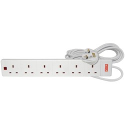 Mercury Mains Extension - 429.776UK - 6 Gang with Surge protection 2m — Buy in Cyprus with Fast Delivery