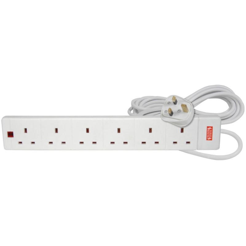 Mercury Mains Extension - 429.776UK - 6 Gang with Surge protection 2m — Buy in Cyprus with Fast Delivery