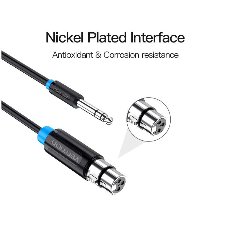 Vention AUDIO 6.3mm to XLR M-F Cable 1.5m - BBEBG - 6.3mm to XLR M-F Cable 1.5m — Buy in Cyprus with Fast Delivery