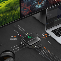 j5create Dock USB-C Dual Display 4K MST MacBookM3 HDMI RJ45 SD USB PD + Wireless Charger JCD3199