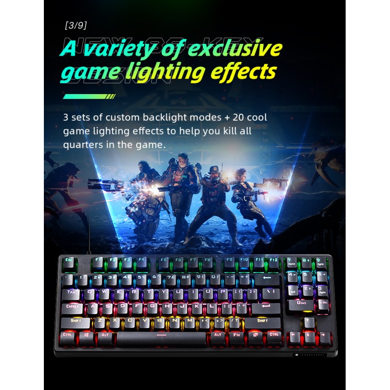 Thunderobot Black Mechanical Gaming Keyboard - KG3089R - 89 Blue Switch Keys — Buy in Cyprus with Fast Delivery