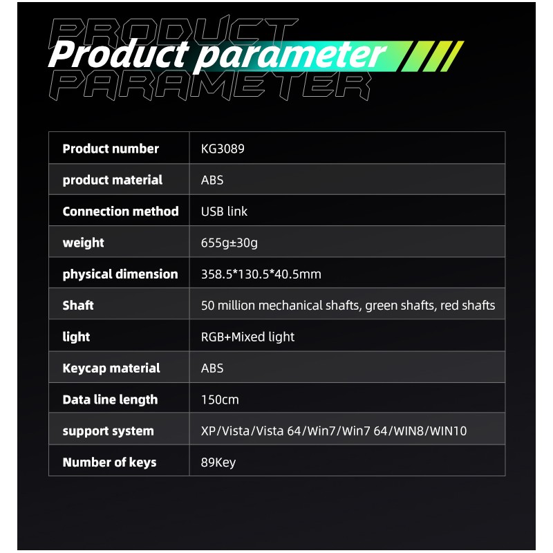 Thunderobot Black Mechanical Gaming Keyboard - KG3089R - 89 Blue Switch Keys — Buy in Cyprus with Fast Delivery