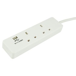 Mercury 2-Gang Surge - 429.768UK - 2m 1xUSB Port — Buy in Cyprus with Fast Delivery