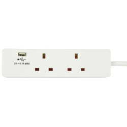 Mercury 2-Gang Surge - 429.768UK - 2m 1xUSB Port — Buy in Cyprus with Fast Delivery