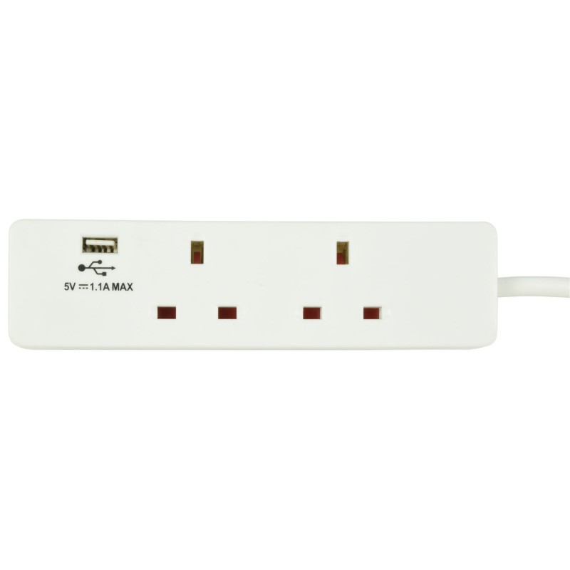 Mercury 2-Gang Surge - 429.768UK - 2m 1xUSB Port — Buy in Cyprus with Fast Delivery
