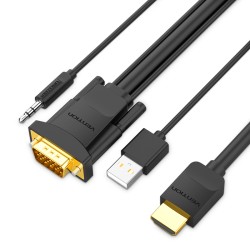Vention HDMI Cable to VGA+Audio & USB Power - ABIBH - HDMI Cable to VGA+Audio & USB Power 2.0m