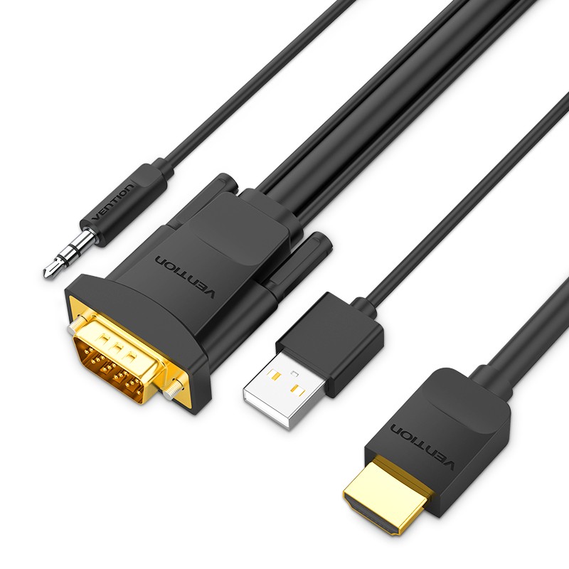 Vention HDMI Cable to VGA+Audio & USB Power - ABIBH - HDMI Cable to VGA+Audio & USB Power 2.0m