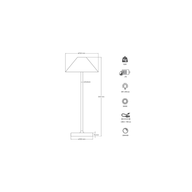 KELU LIBERTY Table Lamp - USB-C Rechargeable IP54 Aluminium 240LM 4000mAh Bronze — Buy in Cyprus with Fast Delivery
