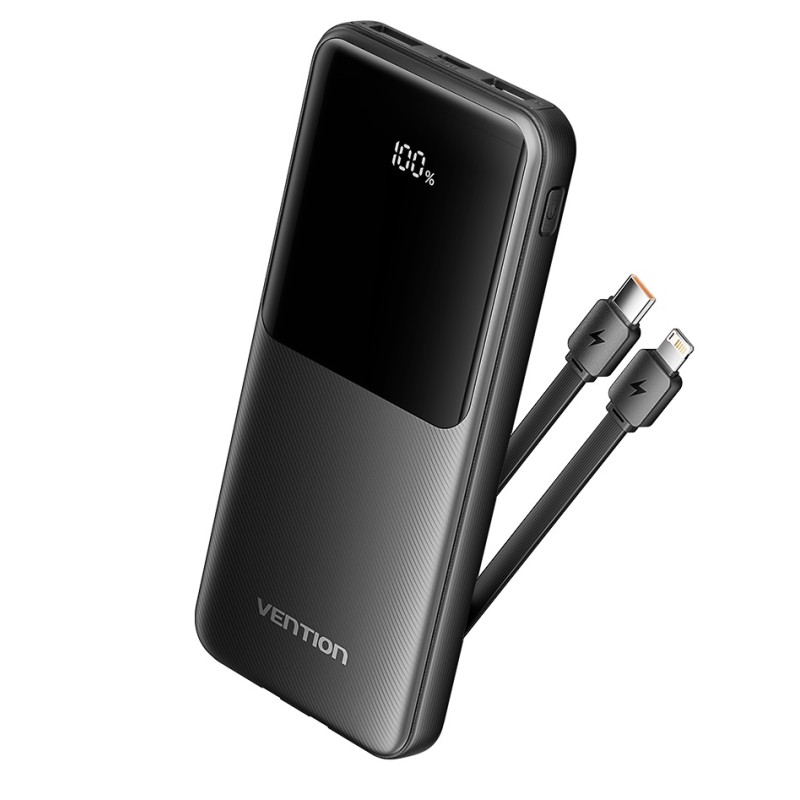 Vention Powerbank 10000mAh 22.5W Built-in USB-C+Lightning - FHOB0 - Black — Buy in Cyprus with Fast Delivery